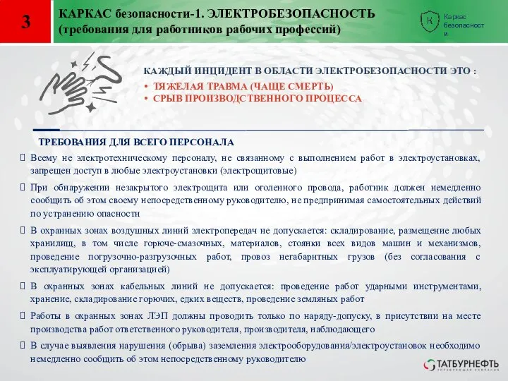 3 КАРКАС безопасности-1. ЭЛЕКТРОБЕЗОПАСНОСТЬ (требования для работников рабочих профессий) Всему не электротехническому