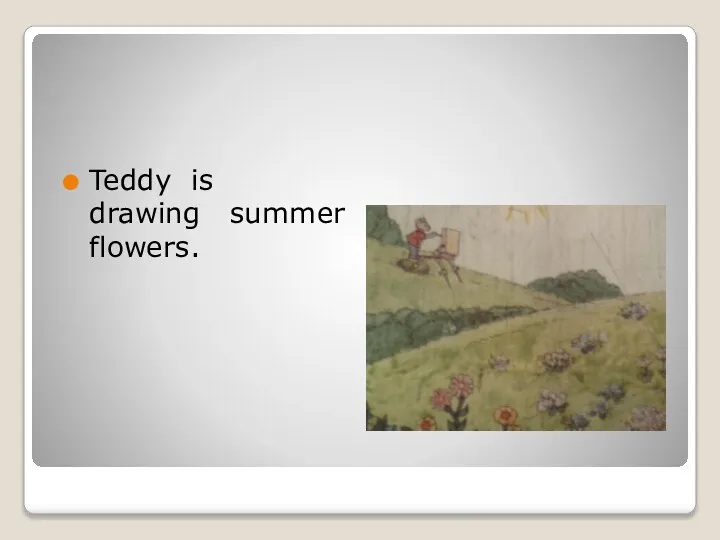 Teddy is drawing summer flowers.
