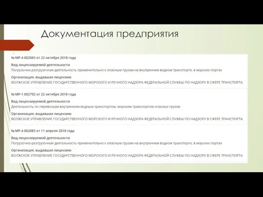 Документация предприятия