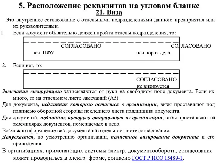 21. Виза Это внутреннее согласование с отдельными подразделениями данного предприятия или их