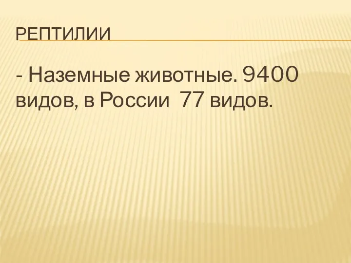 РЕПТИЛИИ - Наземные животные. 9400 видов, в России 77 видов.