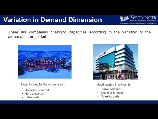 Variation in Demand Dimension There are companies changing capacities according to the