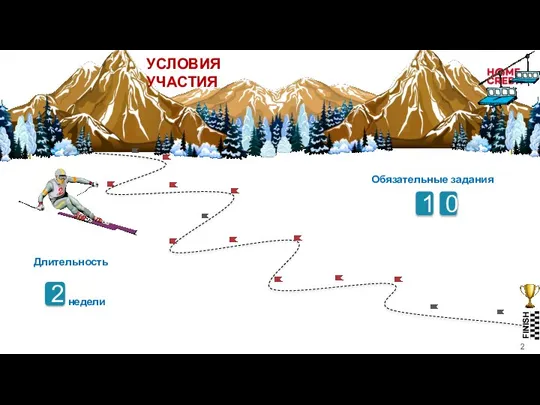 FINISH Обязательные задания 1 0 2 УСЛОВИЯ УЧАСТИЯ недели Длительность