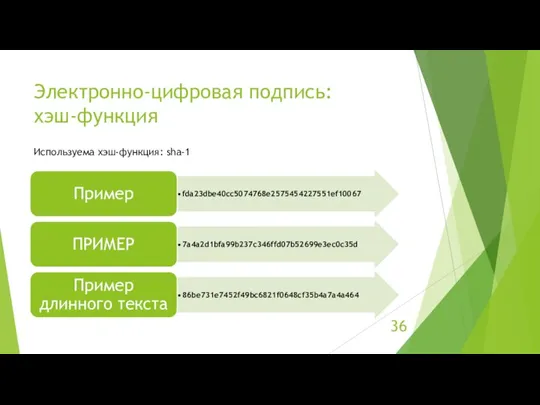 Электронно-цифровая подпись: хэш-функция Используема хэш-функция: sha-1