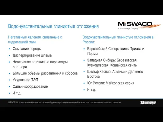 Негативные явления, связанные с гидратацией глин: Осыпание породы Диспергирование шлама Негативное влияние