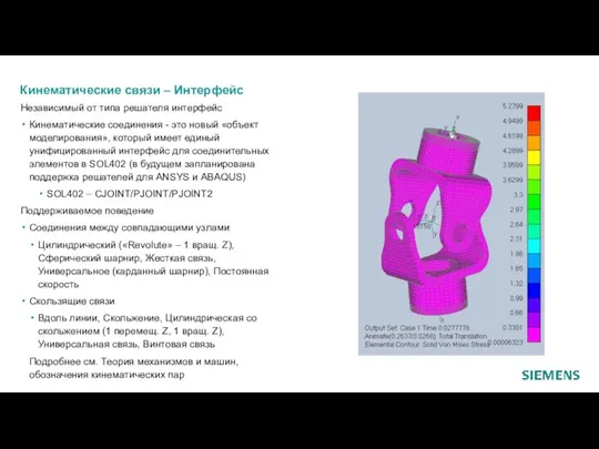 Кинематические связи – Интерфейс Независимый от типа решателя интерфейс Кинематические соединения -