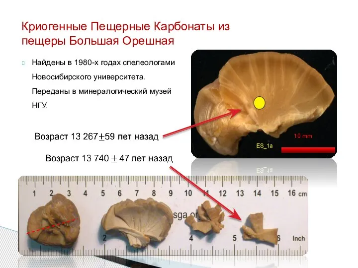 Криогенные Пещерные Карбонаты из пещеры Большая Орешная Найдены в 1980-х годах спелеологами