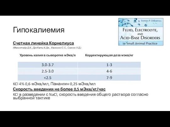 Гипокалиемия Счетная линейка Корнелиуса (Макинтайр Д.К., Дробатц К.Дж., Хаскингз С.С., Саксон У.Д.)