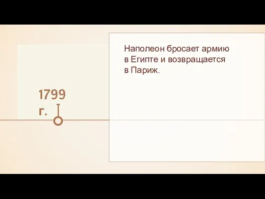 1799 г. Наполеон бросает армию в Египте и возвращается в Париж.