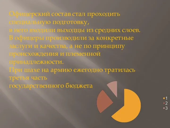 Офицерский состав стал проходить специальную подготовку, в него входили выходцы из средних