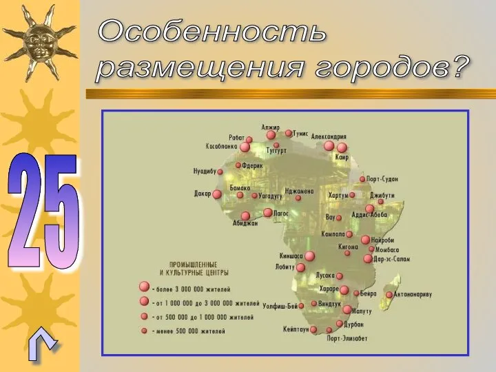 Особенность размещения городов? 25