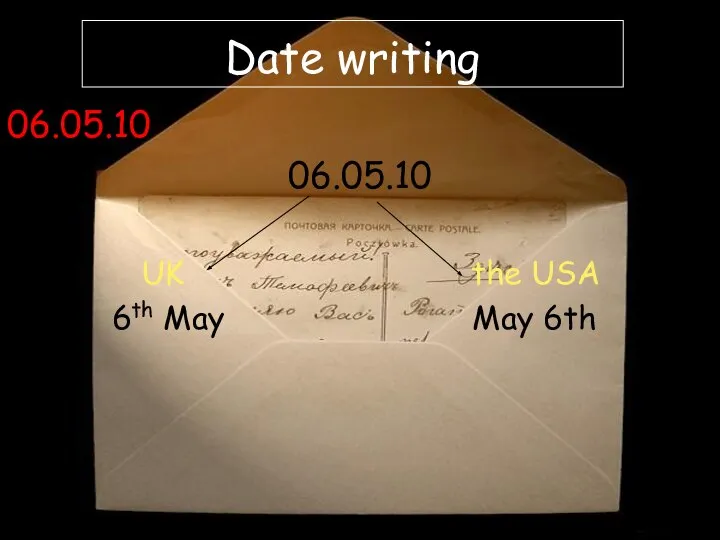 Date writing 06.05.10 06.05.10 UK the USA 6th May May 6th