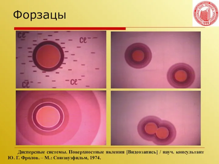 Форзацы Дисперсные системы. Поверхностные явления [Видеозапись] / науч. консультант Ю. Г. Фролов. – М.: Союзвузфильм, 1974.