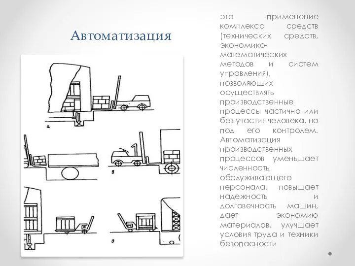 Автоматизация это применение комплекса средств (технических средств, экономико-математических методов и систем управления),