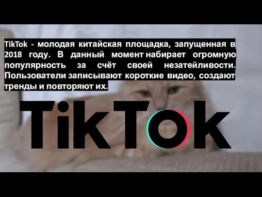 TikTok - молодая китайская площадка, запущенная в 2018 году. В данный момент