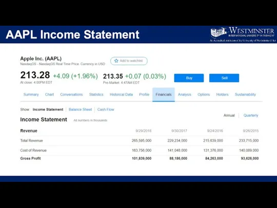 AAPL Income Statement