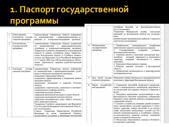 1. Паспорт государственной программы