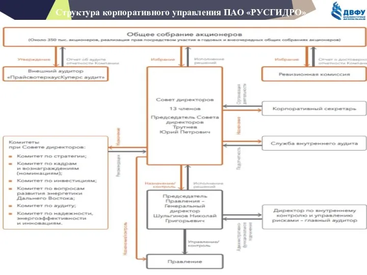 Структура корпоративного управления ПАО «РУСГИДРО»