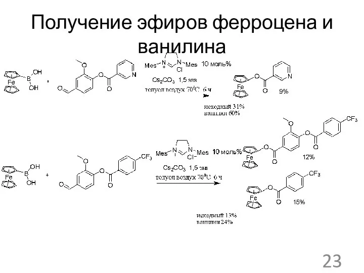 Получение эфиров ферроцена и ванилина