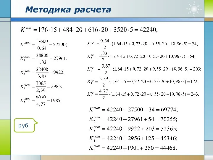 Методика расчета руб.