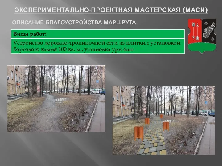 ЭКСПЕРИМЕНТАЛЬНО-ПРОЕКТНАЯ МАСТЕРСКАЯ (МАСИ) ОПИСАНИЕ БЛАГОУСТРОЙСТВА МАРШРУТА