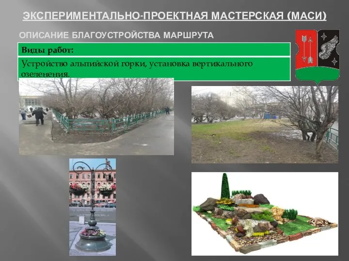 ЭКСПЕРИМЕНТАЛЬНО-ПРОЕКТНАЯ МАСТЕРСКАЯ (МАСИ) ОПИСАНИЕ БЛАГОУСТРОЙСТВА МАРШРУТА