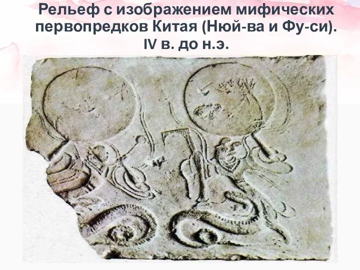 Рельеф с изображением мифических первопредков Китая (Нюй-ва и Фу-си). IV в. до н.э.