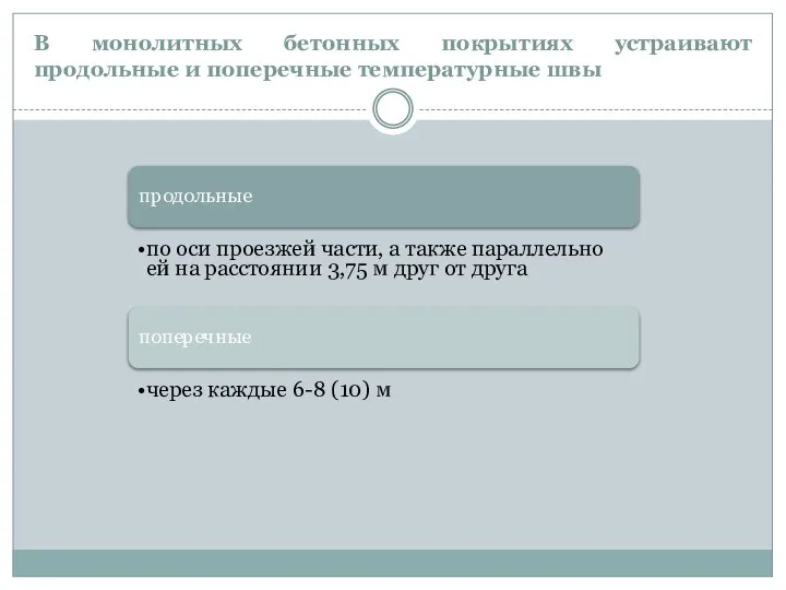 В монолитных бетонных покрытиях устраивают продольные и поперечные температурные швы продольные по