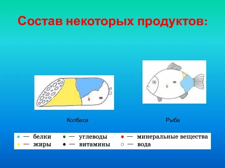 Колбаса Рыба Состав некоторых продуктов: