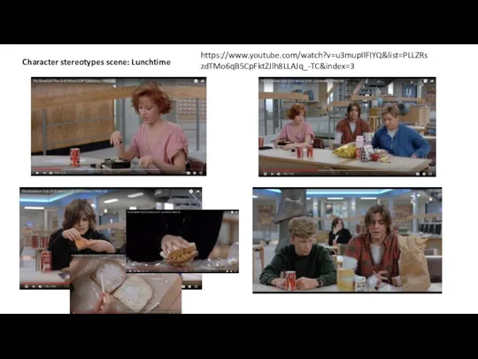 Character stereotypes scene: Lunchtime https://www.youtube.com/watch?v=u3mupIlFIYQ&list=PLLZRszdTMo6qB5CpFktZJlh8LLAJq_-TC&index=3