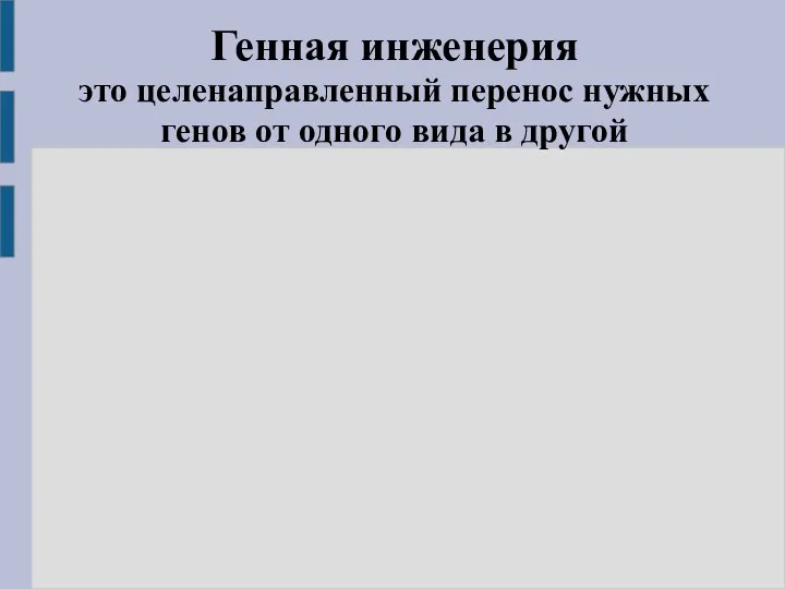 Генная инженерия это целенаправленный перенос нужных генов от одного вида в другой