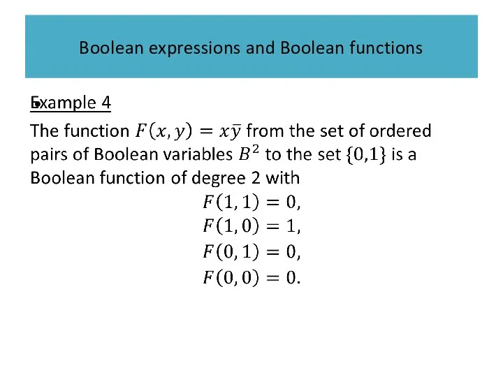 Boolean expressions and Boolean functions