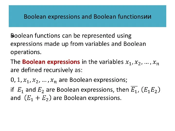 Boolean expressions and Boolean functionsии
