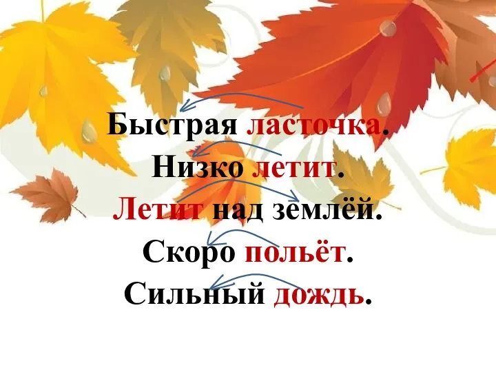 Быстрая ласточка. Низко летит. Летит над землёй. Скоро польёт. Сильный дождь.