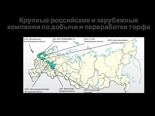 Крупные российские и зарубежные компании по добычи и переработки торфа