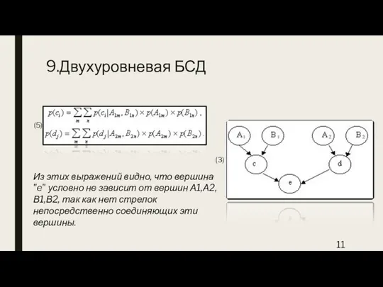 9.Двухуровневая БСД Из этих выражений видно, что вершина "e" условно не зависит