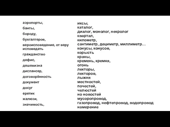 аэропорты, банты, бороду, бухгалтеров, вероисповедание, от веру исповедать гражданство дефис, дешевизна диспансер,