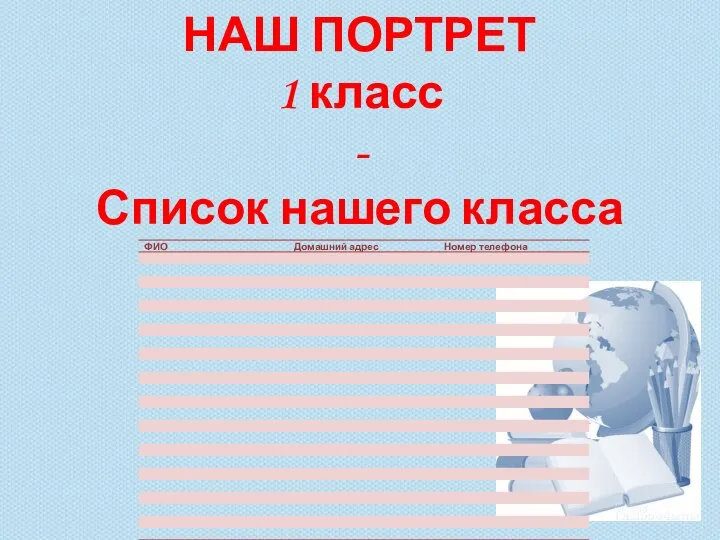 НАШ ПОРТРЕТ 1 класс - Список нашего класса