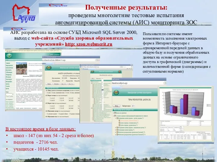 АИС разработана на основе СУБД Microsoft SQL Server 2000, выход с web-сайта