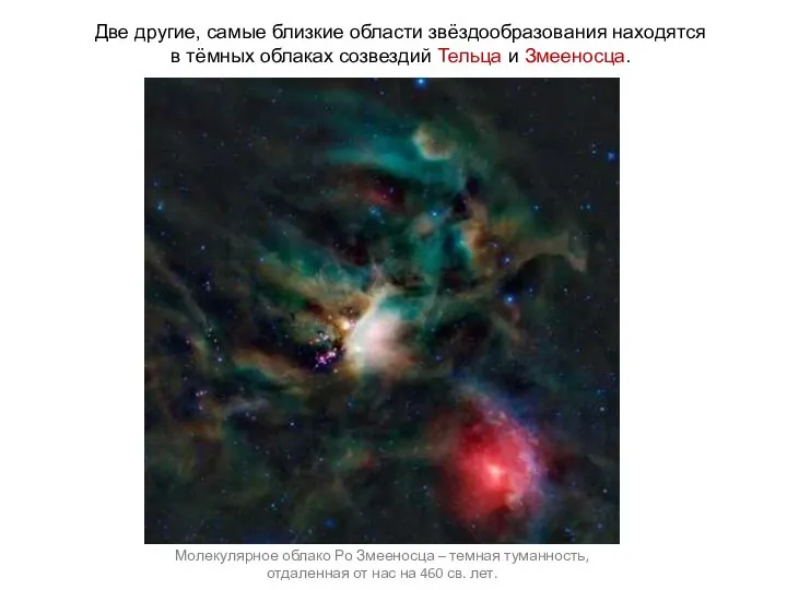 Веста Две другие, самые близкие области звёздообразования находятся в тёмных облаках созвездий
