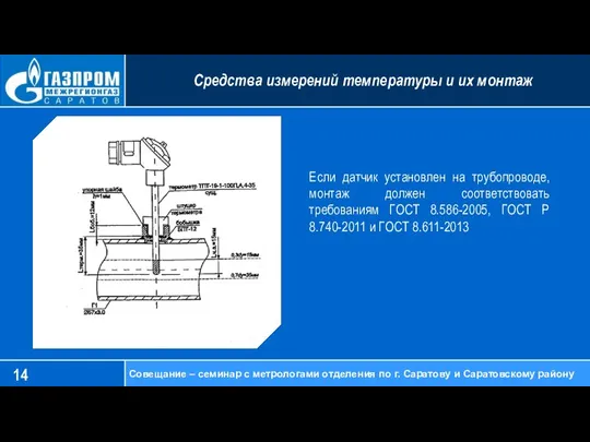 Средства измерений температуры и их монтаж Совещание – семинар с метрологами отделения