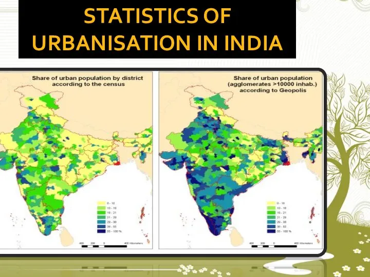 STATISTICS OF URBANISATION IN INDIA