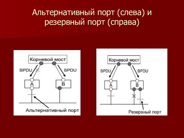 Альтернативный порт (слева) и резервный порт (справа)