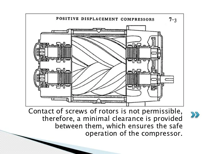 Contact of screws of rotors is not permissible, therefore, a minimal clearance