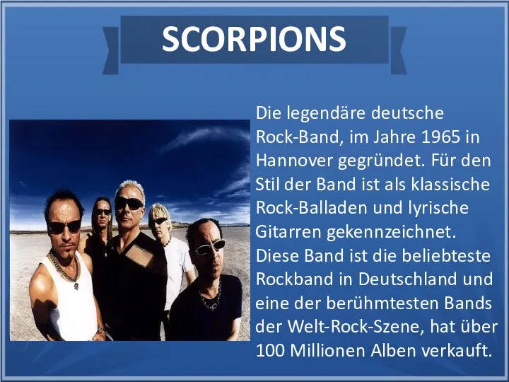 Die legendäre deutsche Rock-Band, im Jahre 1965 in Hannover gegründet. Für den