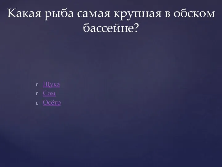 Щука Сом Осётр Какая рыба самая крупная в обском бассейне?