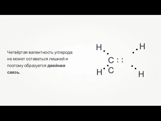 Четвёртая валентность углерода не может оставаться лишней и поэтому образуется двойная связь.