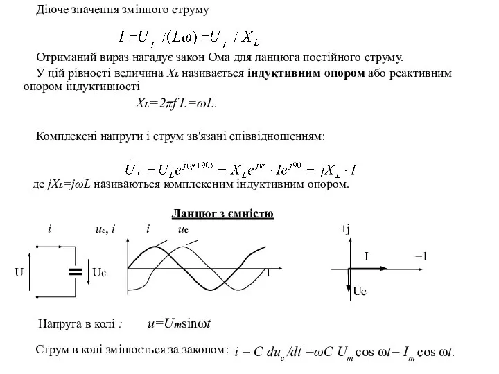 Діюче значення змінного струму Отриманий вираз нагадує закон Ома для ланцюга постійного
