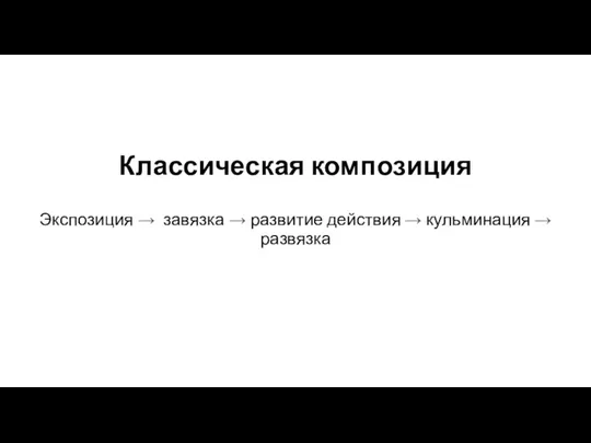 Классическая композиция Экспозиция → завязка → развитие действия → кульминация → развязка