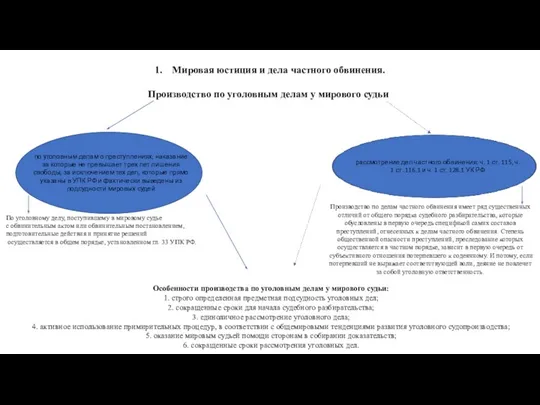 Мировая юстиция и дела частного обвинения. Производство по уголовным делам у мирового